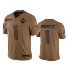 Men Seattle Seahawks 1 Dee Eskridge 2023 Brown Salute To Service Limited Stitched Football Jersey Men Seattle Seahawks 1 Dee Eskridge 2023 Brown Salute To Service Limited Stitched Football Jersey