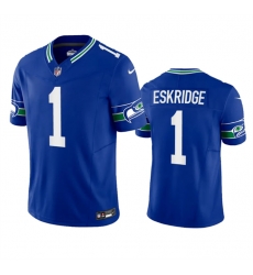 Men Seattle Seahawks 1 Dee Eskridge Royal 2023 F U S E Vapor Limited Throwback Stitched Jersey Men Seattle Seahawks 1 Dee Eskridge Royal 2023 F U S E Vapor Limited Throwback Stitched Jersey