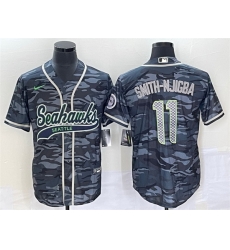 Men Seattle Seahawks 11 Jaxon Smith Njigba Grey With Patch Cool Base Stitched Baseball Jersey Men Seattle Seahawks 11 Jaxon Smith Njigba Grey With Patch Cool Base Stitched Baseball Jersey