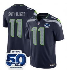 Men Seattle Seahawks 11 Jaxon Smith Njigba Navy 2025 F U S E 50th Anniversary Patch Vapor Untouchable Limited Stitched Football Jersey Men Seattle Seahawks 11 Jaxon Smith Njigba Navy 2025 F U S E 50th Anniversary Patch Vapor Untouchable Limited Stitched Football Jersey