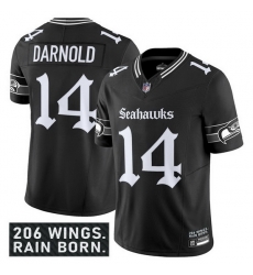 Men Seattle Seahawks 14 Sam Darnold Black 2025 F U S E   27Gothic Rain City Shadows Edition 27 Vapor Limited Stitched Football Jersey