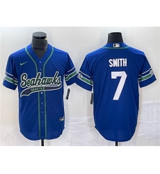 Men Seattle Seahawks 7 Geno Smith Royal Throwback Cool Base Stitched Baseball Jersey Men Seattle Seahawks 7 Geno Smith Royal Throwback Cool Base Stitched Baseball Jersey