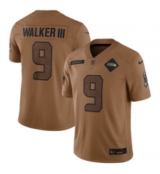 Men Seattle Seahawks 9 Kenneth Walker III 2023 Brown Salute To Service Limited Stitched Football Jersey Men Seattle Seahawks 9 Kenneth Walker III 2023 Brown Salute To Service Limited Stitched Football Jersey