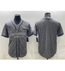 Men Seattle Seahawks Blank Grey With Patch Cool Base Stitched Baseball Jersey Men Seattle Seahawks Blank Grey With Patch Cool Base Stitched Baseball Jersey