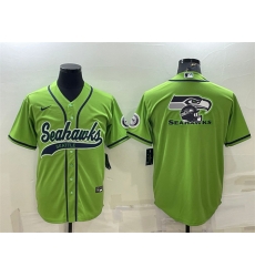 Men Seattle Seahawks Green Team Big Logo With Patch Cool Base Stitched Baseball Jersey Men Seattle Seahawks Green Team Big Logo With Patch Cool Base Stitched Baseball Jersey