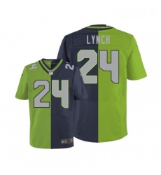 Mens Nike Seattle Seahawks 24 Marshawn Lynch Elite NavyGreen Split Fashion NFL Jersey Mens Nike Seattle Seahawks 24 Marshawn Lynch Elite NavyGreen Split Fashion NFL Jersey