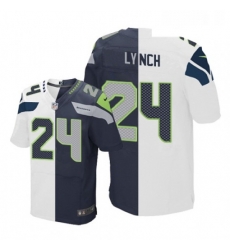 Mens Nike Seattle Seahawks 24 Marshawn Lynch Elite NavyWhite Split Fashion NFL Jersey Mens Nike Seattle Seahawks 24 Marshawn Lynch Elite NavyWhite Split Fashion NFL Jersey