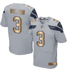 Nike Seahawks #3 Russell Wilson Grey Alternate Mens Stitched NFL Elite Gold Jersey Nike Seahawks #3 Russell Wilson Grey Alternate Mens Stitched NFL Elite Gold Jersey