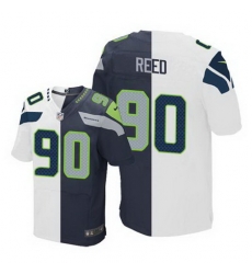 Nike Seahawks #90 Jarran Reed White Steel Blue Men Stitched NFL Elite Split Jersey Nike Seahawks #90 Jarran Reed White Steel Blue Men Stitched NFL Elite Split Jersey