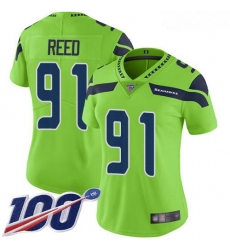 Seahawks #91 Jarran Reed Green Women Stitched Football Limited Rush 100th Season Jersey Seahawks #91 Jarran Reed Green Women Stitched Football Limited Rush 100th Season Jersey