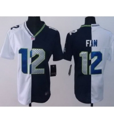 Women Nike Seattle Seahawks 12# Fan White Blue Split NFL Jerseys Women Nike Seattle Seahawks 12# Fan White Blue Split NFL Jerseys