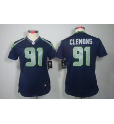 Women Nike Seattle Seahawks #91 Chris Clemons Blue Color NFL LIMITED Jerseys Women Nike Seattle Seahawks #91 Chris Clemons Blue Color NFL LIMITED Jerseys