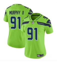 Women Seattle Seahawks 91 Byron Murphy II 2024 Draft Green Vapor Limited Stitched Football Jersey Women Seattle Seahawks 91 Byron Murphy II 2024 Draft Green Vapor Limited Stitched Football Jersey