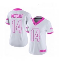 Womens Seattle Seahawks 14 DK Metcalf Limited White Pink Rush Fashion Football Jersey Womens Seattle Seahawks 14 DK Metcalf Limited White Pink Rush Fashion Football Jersey
