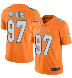 Dolphins 97 Christian Wilkins Orange Men Stitched Football Limited Rush Jersey Dolphins 97 Christian Wilkins Orange Men Stitched Football Limited Rush Jersey