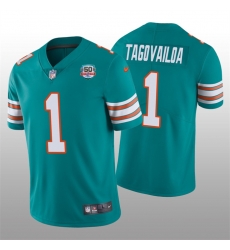 Men Miami Dolphins 1 Tua Tagovailoa 2022 Aqua With 50th Perfect Season Patch Limited Stitched JerseyS Men Miami Dolphins 1 Tua Tagovailoa 2022 Aqua With 50th Perfect Season Patch Limited Stitched JerseyS