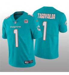 Men Miami Dolphins 1 Tua Tagovailoa 2022 Aqua With 50th Perfect Season Patch Limited Stitched Jersey Men Miami Dolphins 1 Tua Tagovailoa 2022 Aqua With 50th Perfect Season Patch Limited Stitched Jersey