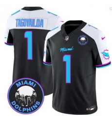 Men Miami Dolphins 1 Tua Tagovailoa Black F U S E 27Miami Vice 27 Vapor Limited Stitched Football Jersey Men Miami Dolphins 1 Tua Tagovailoa Black F U S E 27Miami Vice 27 Vapor Limited Stitched Football Jersey