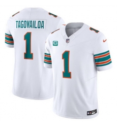 Men Miami Dolphins 1 Tua Tagovailoa White F U S E Alternate With 3 Star C Patch Vapor Limited Stitched Football Jersey Men Miami Dolphins 1 Tua Tagovailoa White F U S E Alternate With 3 Star C Patch Vapor Limited Stitched Football Jersey