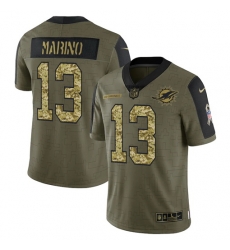Men Miami Dolphins 13 Dan Marino 2021 Salute To Service Olive Camo Limited Stitched Jersey Men Miami Dolphins 13 Dan Marino 2021 Salute To Service Olive Camo Limited Stitched Jersey