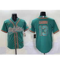 Men Miami Dolphins 13 Dan Marino Aqua Cool Base Stitched Baseball Jersey Men Miami Dolphins 13 Dan Marino Aqua Cool Base Stitched Baseball Jersey