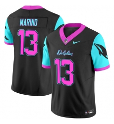 Men Miami Dolphins 13 Dan Marino Black F U S E Miami Vice Vapor Limited Stitched Football Jersey Men Miami Dolphins 13 Dan Marino Black F U S E Miami Vice Vapor Limited Stitched Football Jersey