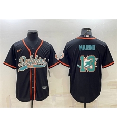 Men Miami Dolphins 13 Dan Marino Black Team Big Logo With Patch Cool Base Stitched Baseball Jersey Men Miami Dolphins 13 Dan Marino Black Team Big Logo With Patch Cool Base Stitched Baseball Jersey