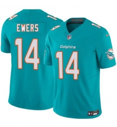 Men Miami Dolphins 14 Quinn Ewers Aqua 2025 Draft F U S E  Vapor Limited Stitched Football Jersey