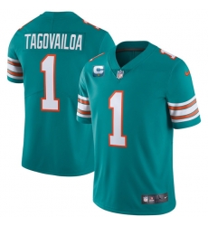 Men Miami Dolphins 2022 #1 Tua Tagovailoa Aqua With 1-star C Patch Stitched Jersey Men Miami Dolphins 2022 #1 Tua Tagovailoa Aqua With 1-star C Patch Stitched Jersey