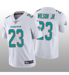 Men Miami Dolphins 23 Jeff Wilson Jr 2022 White Vapor Untouchable Limited Stitched Jersey Men Miami Dolphins 23 Jeff Wilson Jr 2022 White Vapor Untouchable Limited Stitched Jersey
