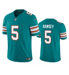 Men Miami Dolphins 5 Jalen Ramsey Aqua 2023 F U S E Vapor Limited Stitched Football Jersey Men Miami Dolphins 5 Jalen Ramsey Aqua 2023 F U S E Vapor Limited Stitched Football Jersey