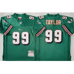 Men Miami Dolphins 99 Jason Taylor Aqua Throwback Stitched Football Jersey