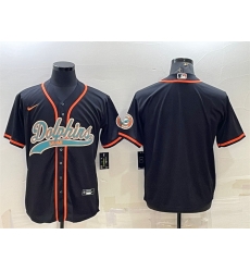 Men Miami Dolphins Blank Black With Patch Cool Base Stitched Baseball Jersey Men Miami Dolphins Blank Black With Patch Cool Base Stitched Baseball Jersey
