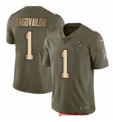 Nike Dolphins 1 Tua Tagovailoa Olive Gold Men Stitched NFL Limited 2017 Salute To Service Jersey Nike Dolphins 1 Tua Tagovailoa Olive Gold Men Stitched NFL Limited 2017 Salute To Service Jersey
