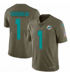 Nike Dolphins 1 Tua Tagovailoa Olive Men Stitched NFL Limited 2017 Salute To Service Jersey Nike Dolphins 1 Tua Tagovailoa Olive Men Stitched NFL Limited 2017 Salute To Service Jersey