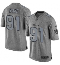 Nike Dolphins #91 Cameron Wake Gray Mens Stitched NFL Limited Gridiron Gray Jersey Nike Dolphins #91 Cameron Wake Gray Mens Stitched NFL Limited Gridiron Gray Jersey
