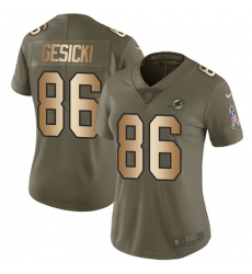 Nike Dolphins #86 Mike Gesicki Olive Gold Womens Stitched NFL Limited 2017 Salute to Service Jersey Nike Dolphins #86 Mike Gesicki Olive Gold Womens Stitched NFL Limited 2017 Salute to Service Jersey