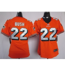 Women Nike Miami Dolphins 22 Bush Orange Jerseys Women Nike Miami Dolphins 22 Bush Orange Jerseys
