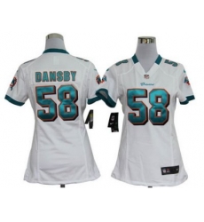 Women Nike Miami Dolphins 58# Karlos Dansby White Jersey Women Nike Miami Dolphins 58# Karlos Dansby White Jersey