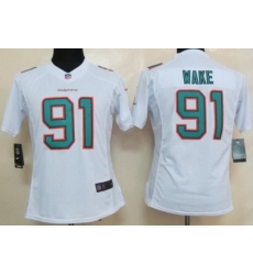 Women Nike Miami Dolphins 91 Cameron Wake White LIMITED NFL Jerseys 2013 New Style Women Nike Miami Dolphins 91 Cameron Wake White LIMITED NFL Jerseys 2013 New Style