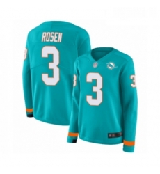 Womens Miami Dolphins 3 Josh Rosen Limited Aqua Therma Long Sleeve Football Jersey