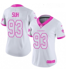 Womens Nike Miami Dolphins 93 Ndamukong Suh Limited WhitePink Rush Fashion NFL Jersey Womens Nike Miami Dolphins 93 Ndamukong Suh Limited WhitePink Rush Fashion NFL Jersey