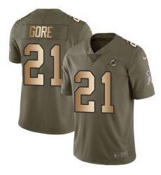 Nike Dolphins #21 Frank Gore Olive Gold Youth Stitched NFL Limited 2017 Salute to Service Jersey Nike Dolphins #21 Frank Gore Olive Gold Youth Stitched NFL Limited 2017 Salute to Service Jersey