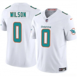 Youth Miami Dolphins 0 Zach Wilson White 2025 F U S E  Vapor Limited Stitched Football Jersey