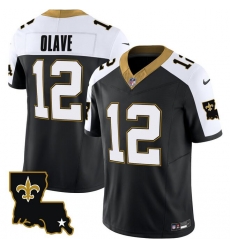 Men New Orleans Saints 12 Chris Olave Black White 2023 F U S E 1987 Legacy Vapor Stitched Jersey Men New Orleans Saints 12 Chris Olave Black White 2023 F U S E 1987 Legacy Vapor Stitched Jersey
