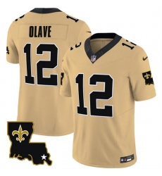 Men New Orleans Saints 12 Chris Olave Gold 2023 F U S E 1987 Legacy Vapor Stitched Jersey Men New Orleans Saints 12 Chris Olave Gold 2023 F U S E 1987 Legacy Vapor Stitched Jersey