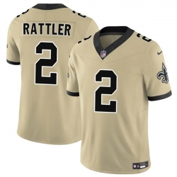 Men New Orleans Saints 2 Spencer Rattler Gold 2025 F U S E  Alternate Vapor Limited Stitched Football Jersey