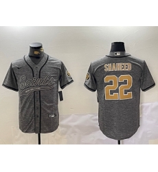 Men New Orleans Saints 22 Rashid Shaheed Grey With Patch Cool Base Stitched Baseball Jersey Men New Orleans Saints 22 Rashid Shaheed Grey With Patch Cool Base Stitched Baseball Jersey