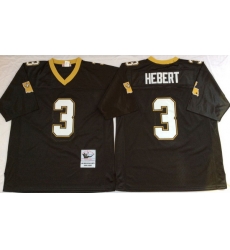 Men New Orleans Saints 3 Bobby Hebert Black M&N Throwback Jersey Men New Orleans Saints 3 Bobby Hebert Black M&N Throwback Jersey