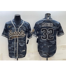 Men New Orleans Saints 32 Tyrann Mathieu Grey Camo With Patch Cool Base Stitched Baseball Jerse Men New Orleans Saints 32 Tyrann Mathieu Grey Camo With Patch Cool Base Stitched Baseball Jerse